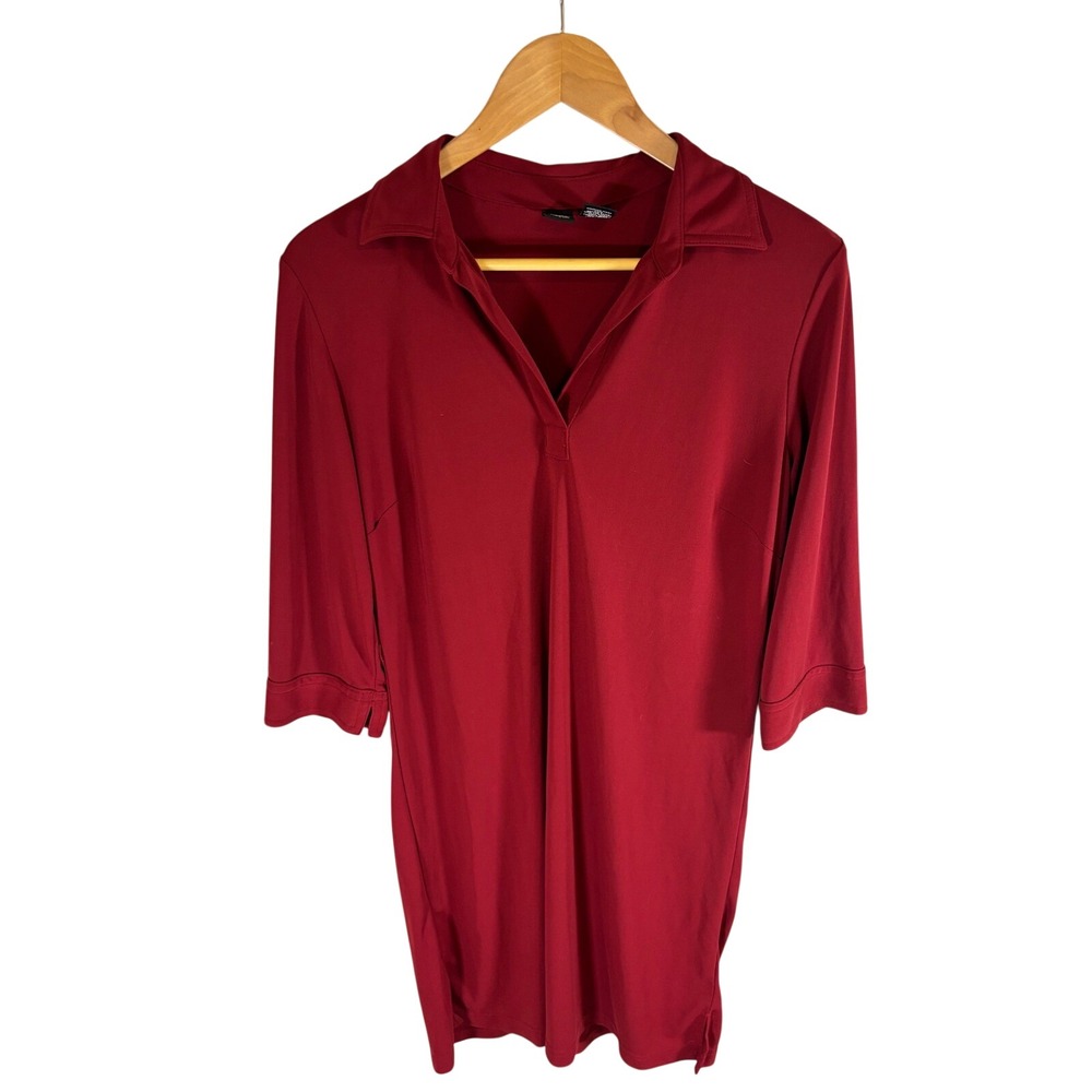 Mossimo Women's Red Collared 3/4 Sleeve Knit Polo Shirt Dress Size 12